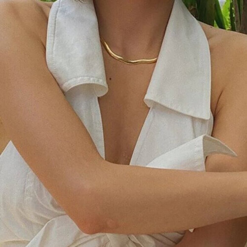 Classic Herringbone Necklace Waterproof Gold Chain Necklace Beautiful Necklace - Picture 11 of 12